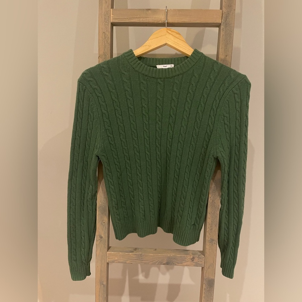 Tna leoni wool/cashmere green crewneck sweater size xs.